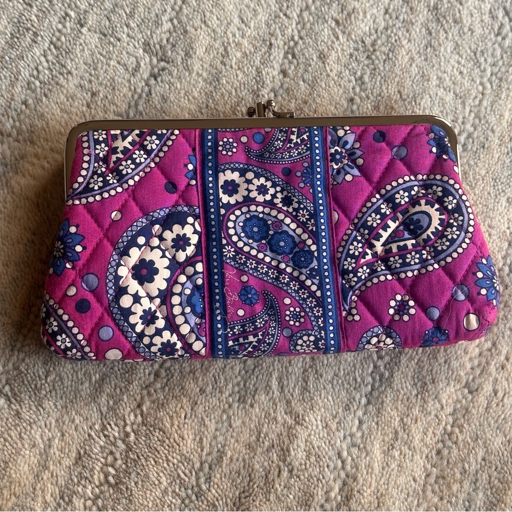 Vera Bradley metal-framed clutch wallet retired Boysenberry pattern